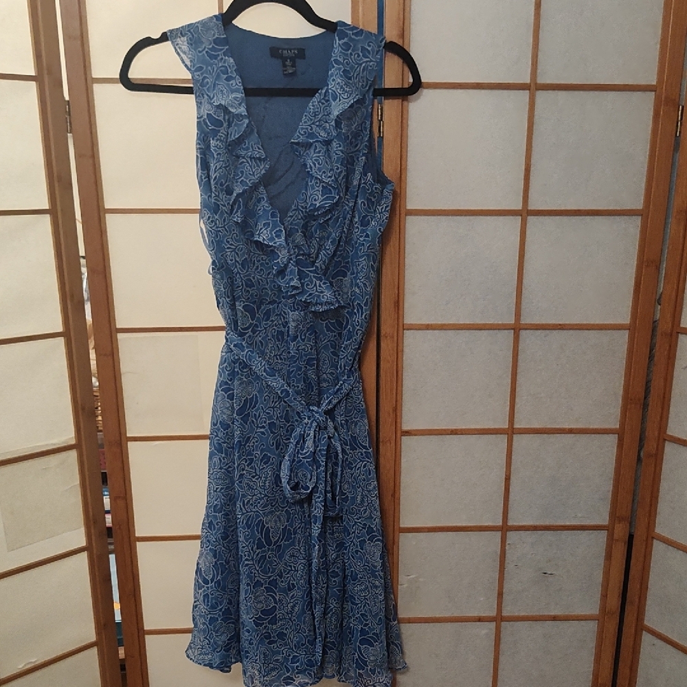 Chap's Blue Sleeveless V-Neck Sundress for Weddings